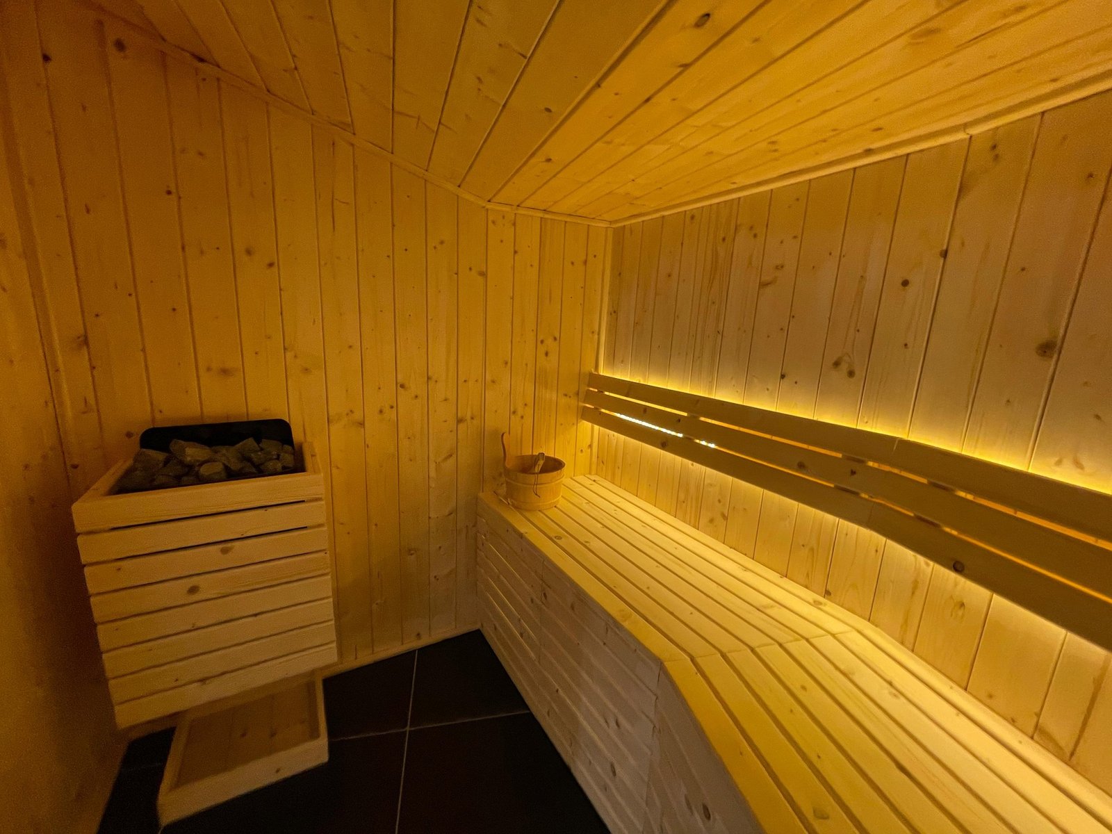 Warm wood-lined sauna at MOVE Gym Yzerfontein