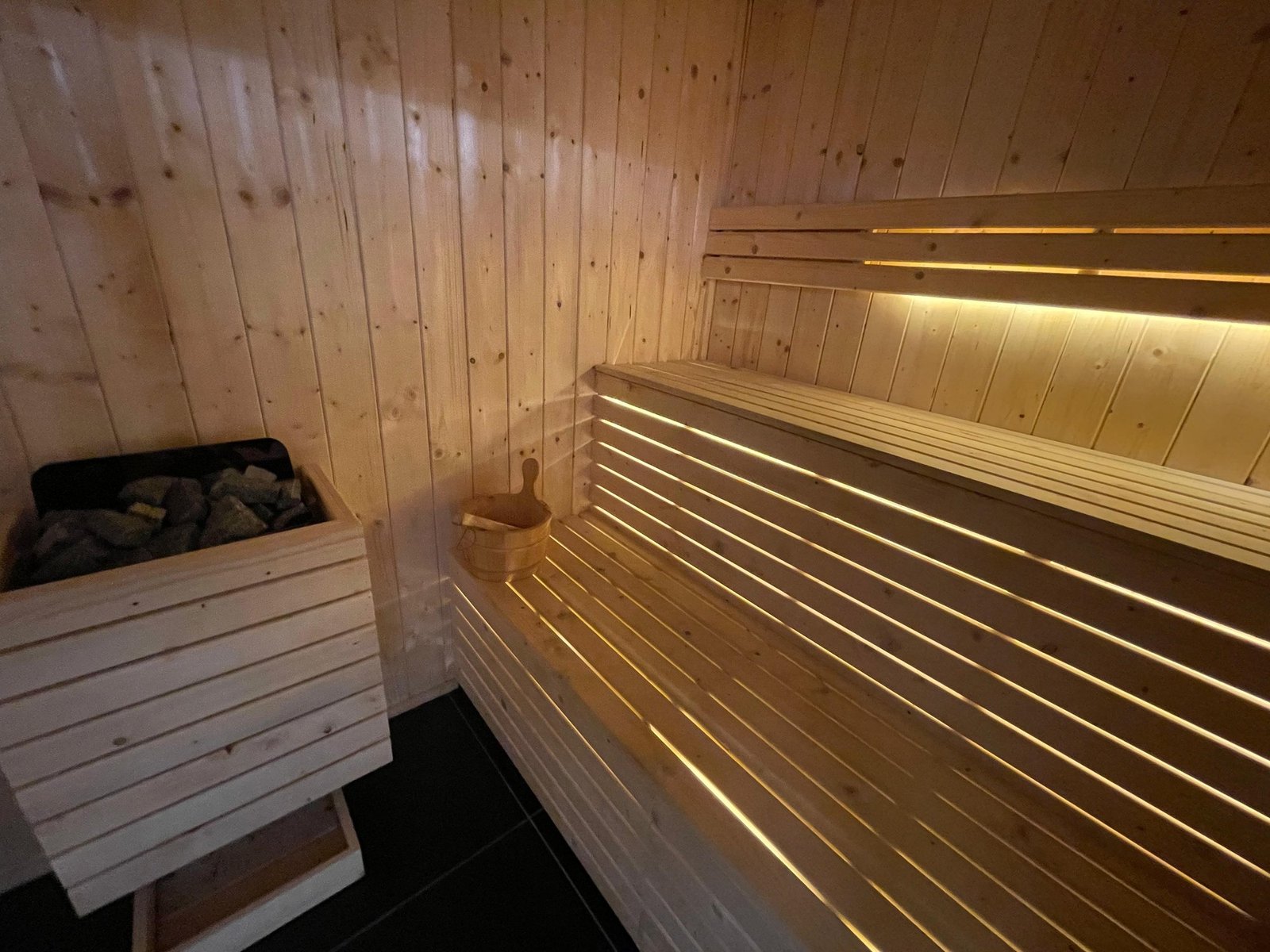Wood-lined recovery sauna at MOVE Gym Yzerfontein